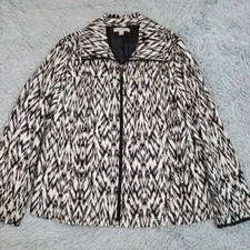 Studio Works Jacket Womens L Lightweight Cheetah Leopard Animal Print Pockets