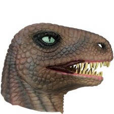 ADULT MENS RAPTOR T-REX LIZARD DINOSAUR REPTILE DRAGON COSTUME LATEX MASK ANIMAL