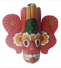Wooden Devil Mask Sri Lankan Hand Made Traditional Wall Art Home Decor sculpture