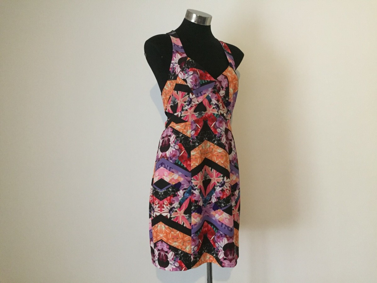 Tokito Myer Multi-coloured Abstract Cut Out Dress Size 14 M L