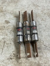 LOT OF 3 Bussmann FRS-R-100, 100 Amp 600V Fusetron Dual Element Time-Delay Fuses