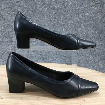 LifeStride Heels Womens M Jermaine Slip On Cap Toe Pumps Blue Faux  Leather