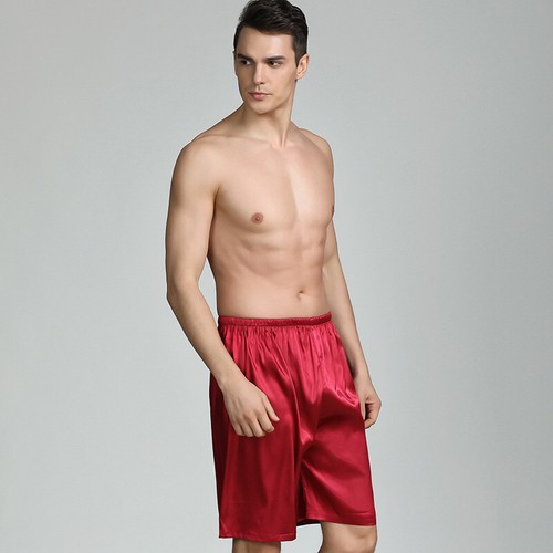 Herren simulieren Seide Satin Pyjama Hose Drache lose halbe Shorts Nachtwäsche - Bild 14 von 26