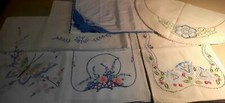 TR3/ 6 Vintage Table Runners Hand Embroidered Crocheted Lace Excellant Hand Work