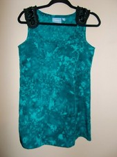 New Vera Wang Womens Size S Embellished Shoulders Sleeveless Tunic Blouse Teal 