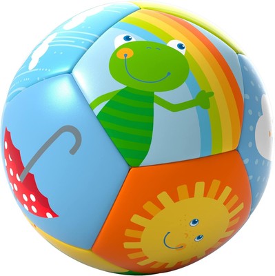 HABA 4.5'' Baby Ball Rainbow Tummy Time and Sensory Play Favorite to Encourage Cr