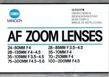 Minolta AF Zoom Lenses owner's manual 8 pages/1984 