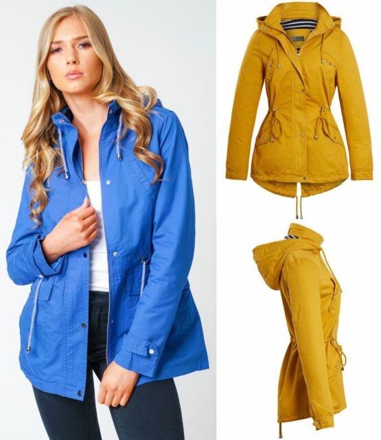 Womens Trench Coat Mac Canvas Raincoat Ladies Utility Jacket Size 8 - 16