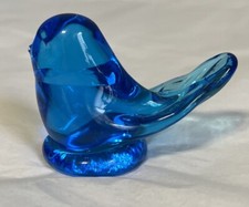 Vintage 1992 Blue Bird Of Happiness Art Glass Figurine Handmade Signed Leo Ward