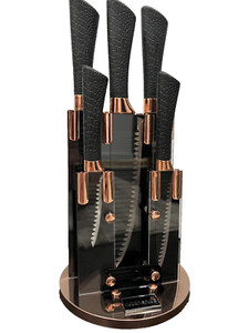 Kitchenius 5-Piece Couteau de cuisine de cuisine - noir & Or rose