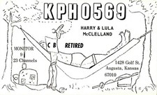 vintage CB radio QSL postcard comic Harry Lula McClelland 1970s Augusta Kansas