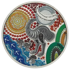 2 Oz Silver Coin 2025 Australia $2 Emu Utingat Antiqued Colorized Peth Mint