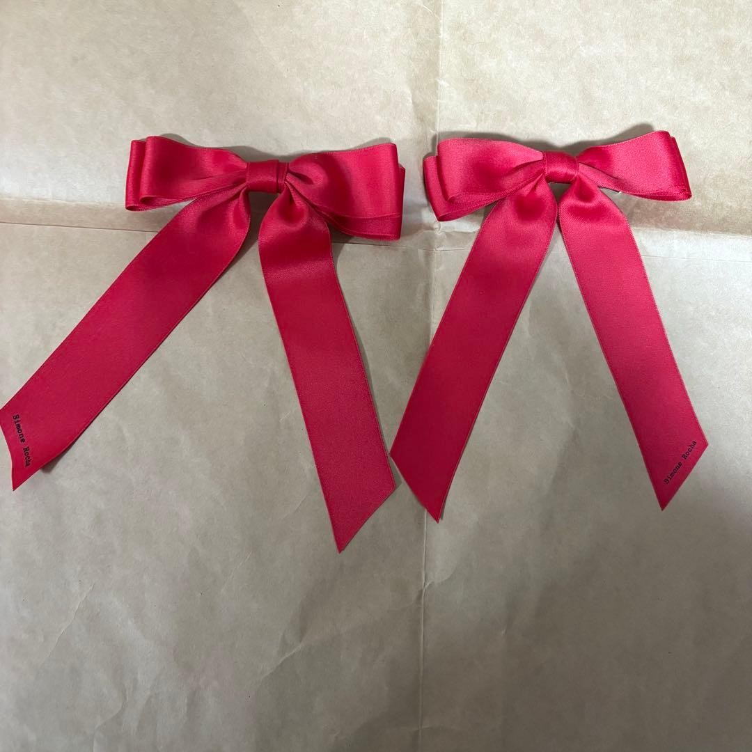 Simone Rocha H&M Red Ribbon Barrette Hair Accessory Used thumbnail 2