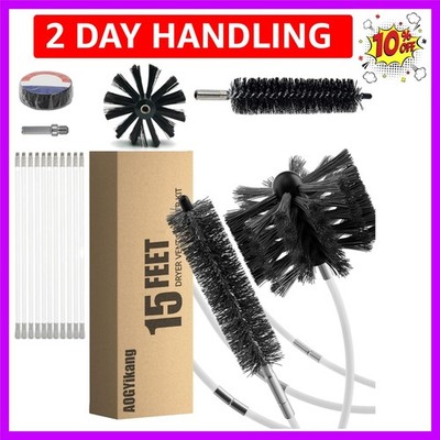 15 Feet Dryer Vent Cleaning Brush Kit, Multi-Scene Durability Chimney Brush w...