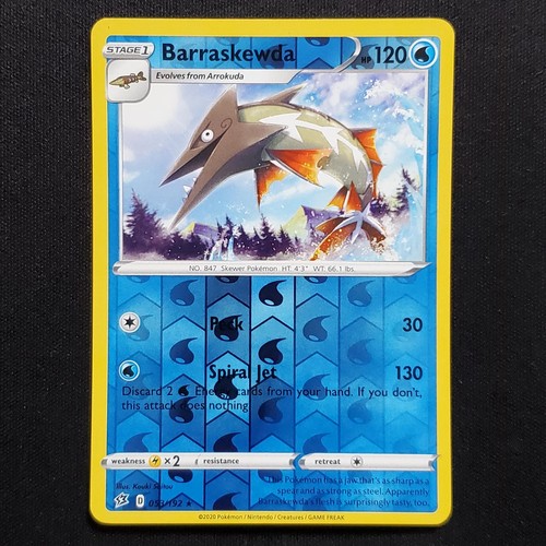 Barraskewda 053/192 Reverse Holo Rare Rebel Clash Pokemon Lightly Played
