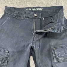 Duluth Trading Pants Mens 34x30 Black Flex Fire Hose Relaxed Fit Cotton Canvas