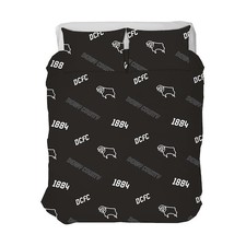 Derby County Football Bedding Bed Duvet Set Adult Black