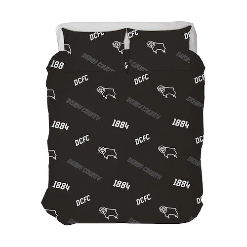 UNKNOWN Derby County Football Bedding Bed Duvet Set Adult Black