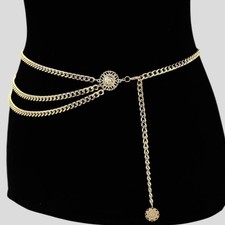 Gold Tone Multi Layer Body Chain Waist Belt Coin Charm Festival Belly Dancer