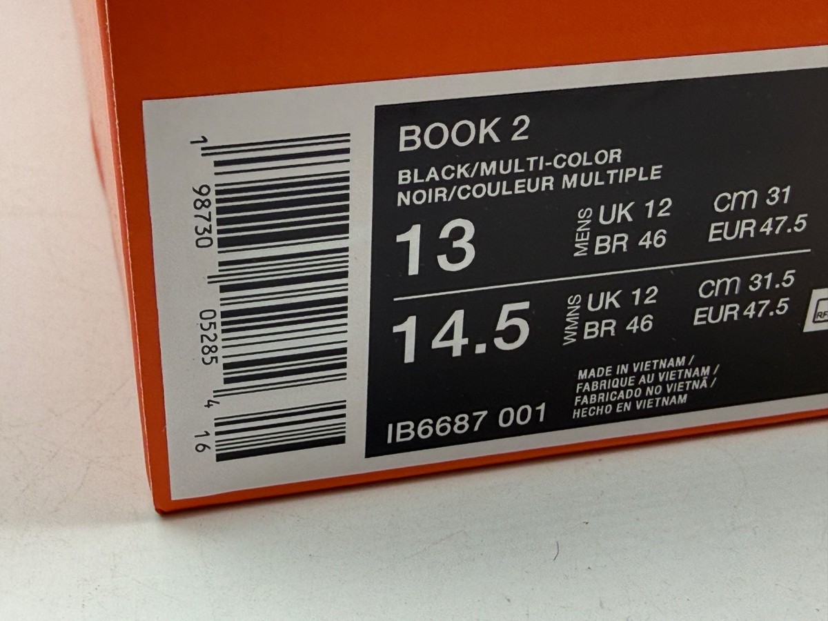 Nike Book 2 Rising Black and Safety Orange Basketball Shoes Size