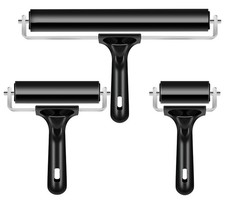 3 Pack Printmaking Brayers - Premium Brayer Rollers for Crafting, Hard Rubber...