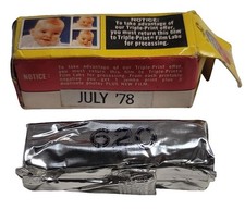 Vintage Triple Print 620 Color Film Roll Box, Exp 7/78 Sealed Foil - England