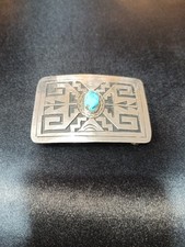 Turquoise  Sterling Silver Belt Buckle Native American 44g