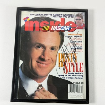 Autographed Rusty Wallace Inside NASCAR Nov./Dec. 1998 Magazine Framed