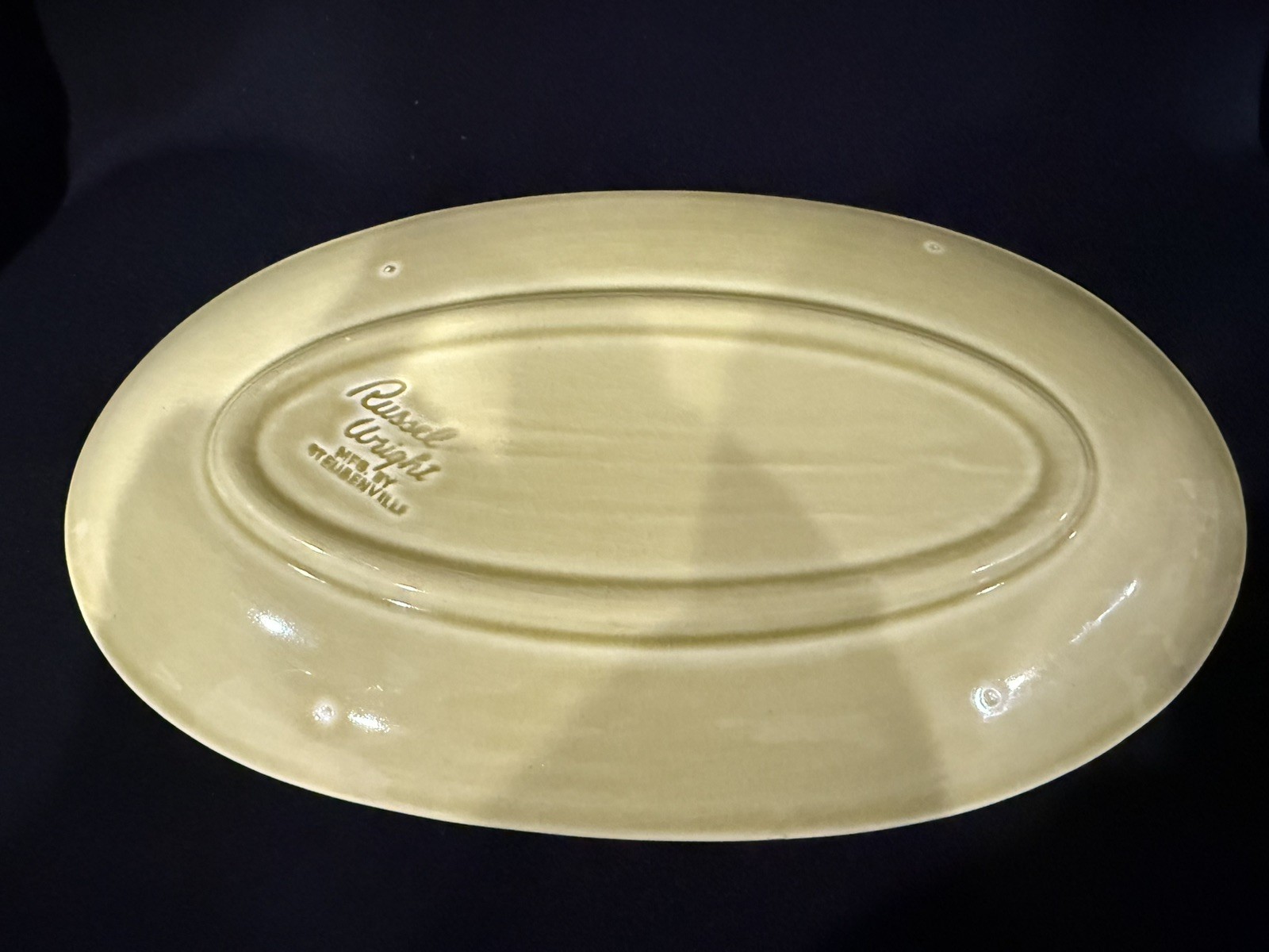 Russel Wright - Steubenville American Modern - Chartreuse Gravy Boat with Plate