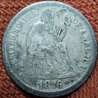 1876 Seated Liberty Dime 10C Silver Coin Good Details 90% Silver