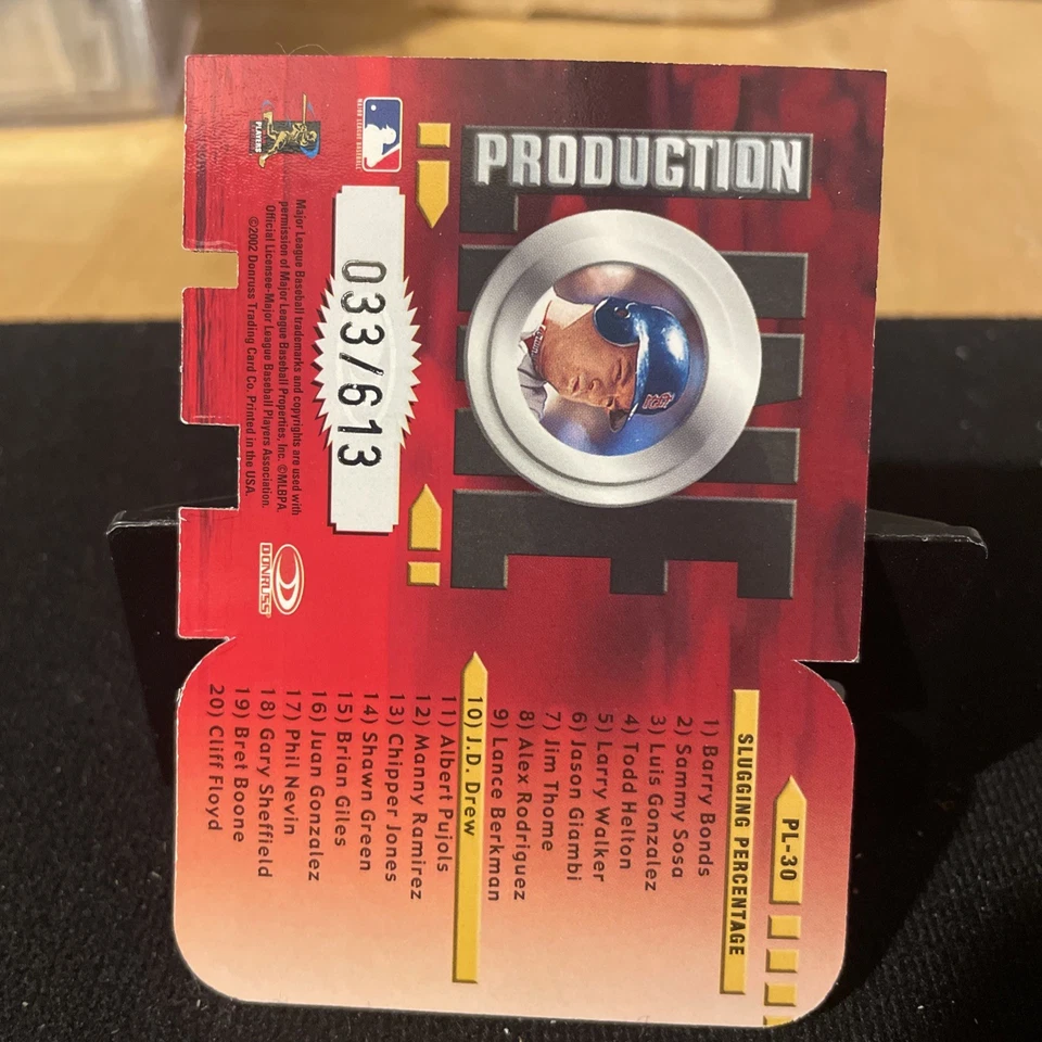 2002 Donruss J.D. Drew Production Line Die Cut #/613 #PL-30 - Image 2 of 2