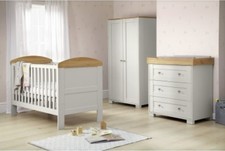 Mamas & Papas Harrow 3 Piece Nursery Furniture Set Grey Bed Draws Wardrobe