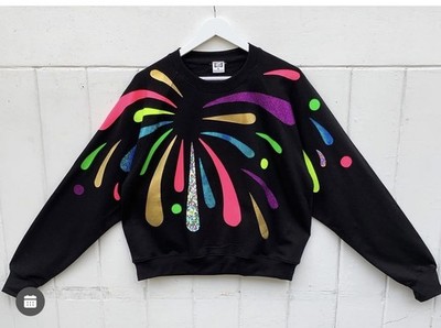 Zilla Kids Firecracker Unisex Sweater Jumper Boxy Black 5XL UK 26 Fireworks