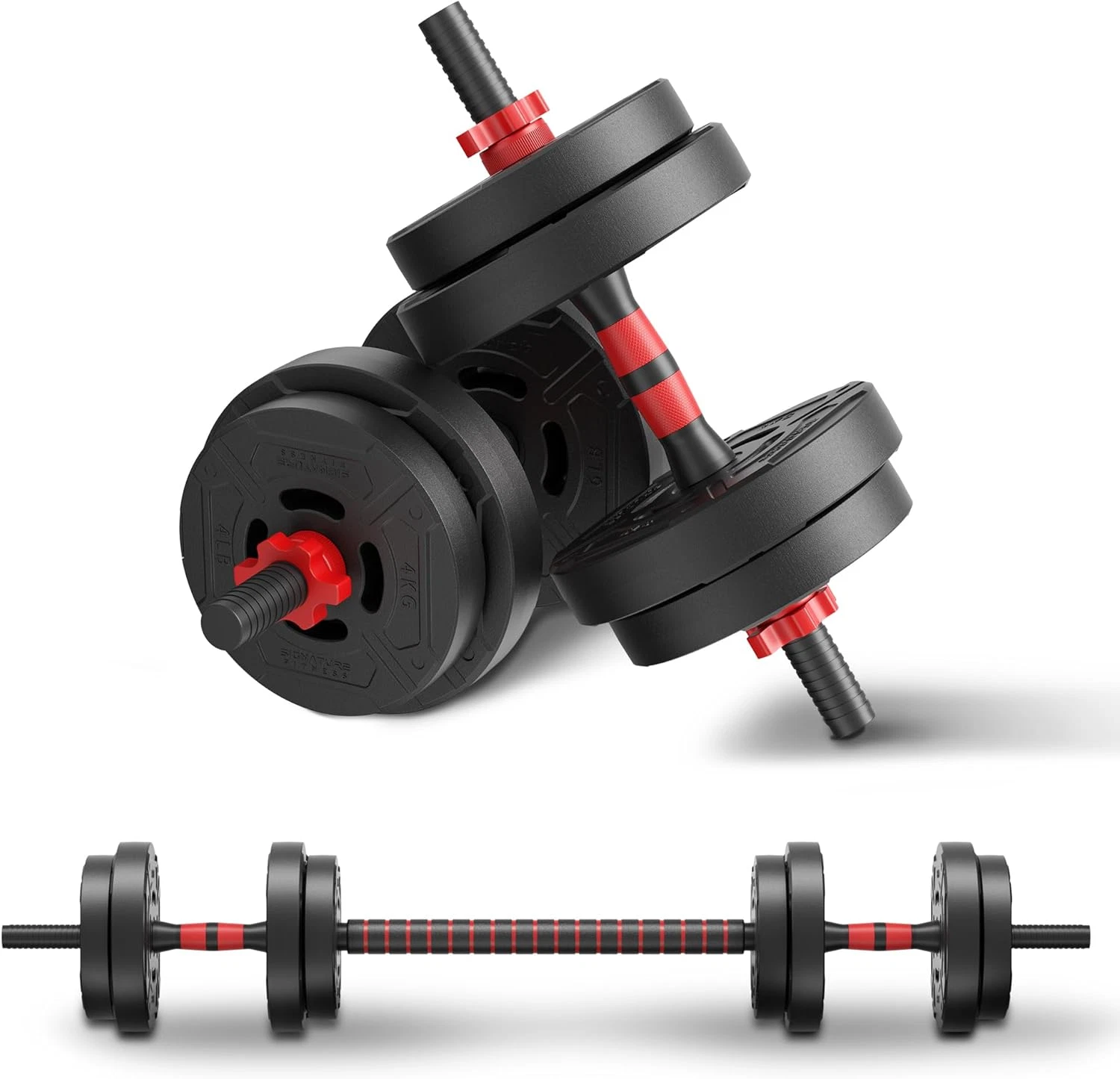Multi-Functional Portable Changeable Dumbbell and Barbell Kettlebell Set with Ad
