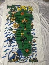 Vtg Florida Beach Towel Map Made In USA Y2K