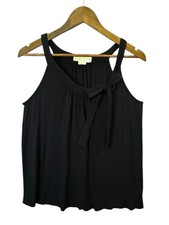 Michael Kors Women’s Black Sleeveless Tank Top Size M Bow Detail Rayon Blend