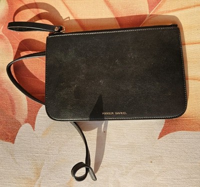 Mansur Gavriel Pouchette Wristlets - Black Leather 8''×5.5''