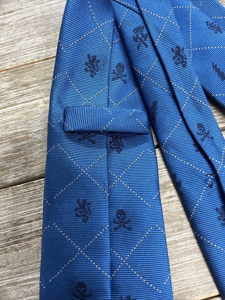 "Corbata de cuello calavera azul marino antigua talla S 44""" Foto 3 de 4