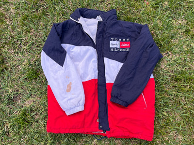 Vintage Mens Tommy Hilfiger Red White Blue Jacket XL SPECIAL EDITION 100% cotton