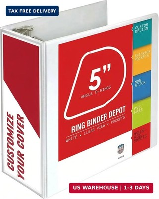 3 Ring Binder, Professional Angle D Ring Binder 5 Inch, Presentation Folder for 