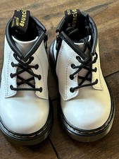 Dr. Martens Air Wair Toddler White Boots Side Zip Hard Soles Size 4 NEW