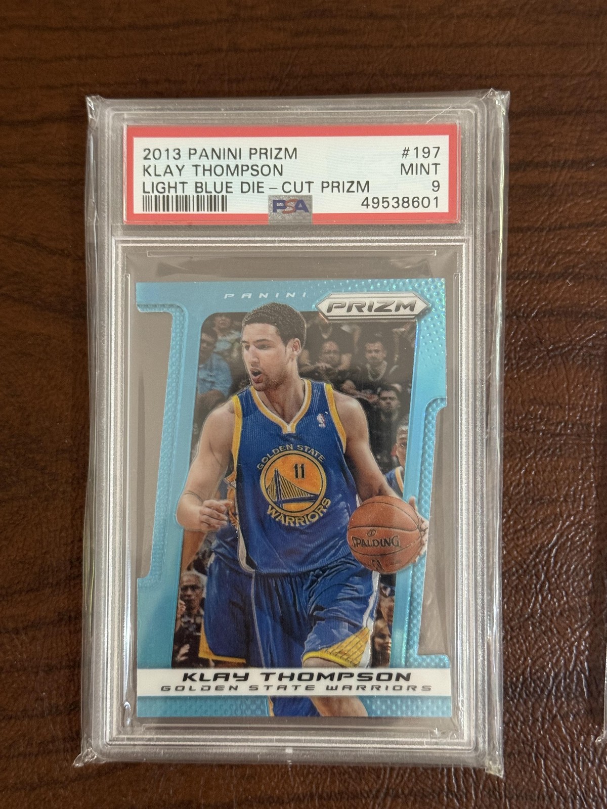 2013 PANINI PRIZM Klay Thompson Light Blue Die-Cut Prizm /199 #197 PSA 9