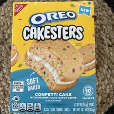 NEW  Nabisco Oreo Cakesters CONFETTI CAKE Birthday Creme Soft Snack Box 10.1 oz