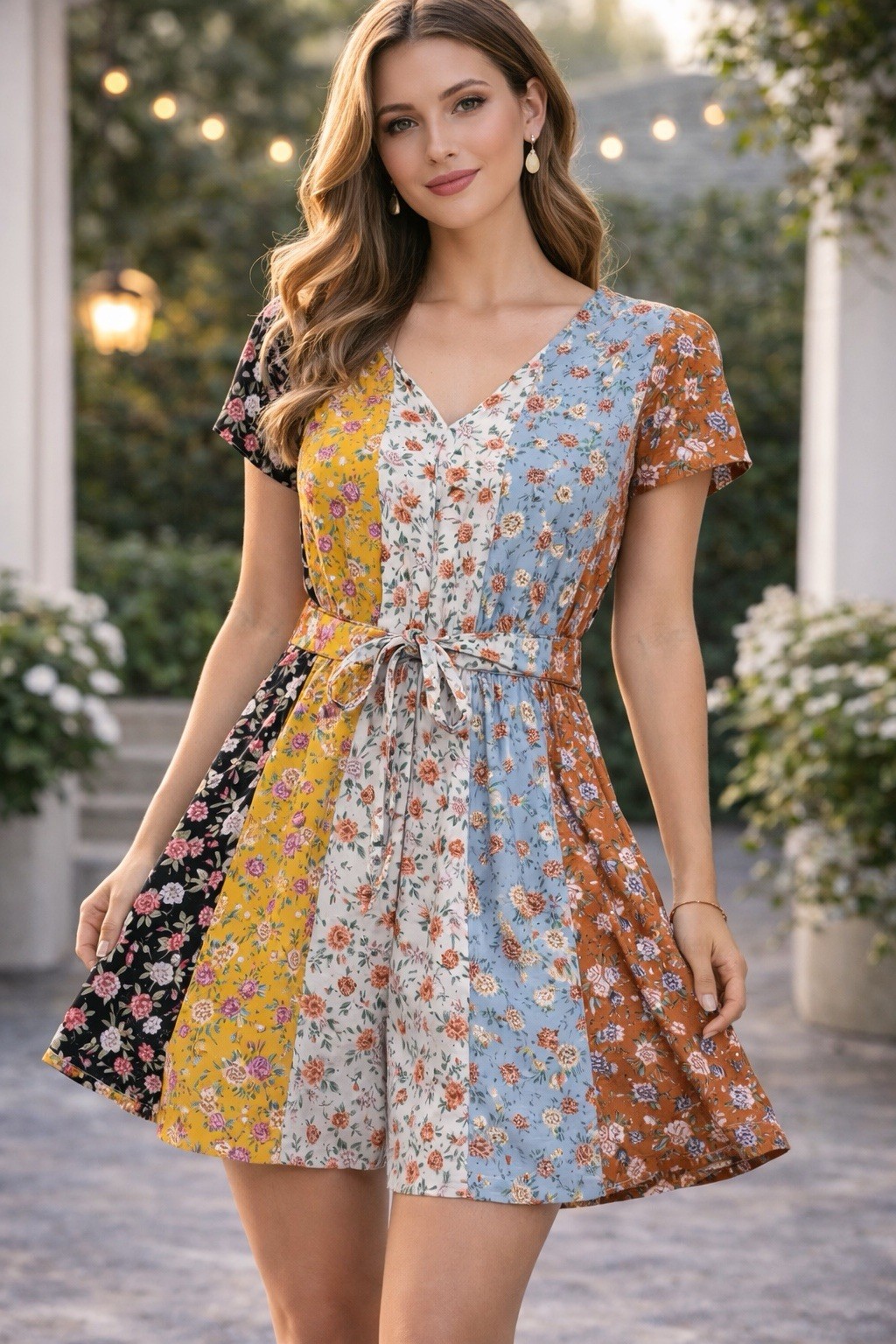 Entro Vertical Mixed Multi Floral Patchwork, Prin… - image 1