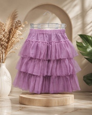 Girls Pink Ruffle Tiered Skirt Elastic Waist Tutu Style Unbranded