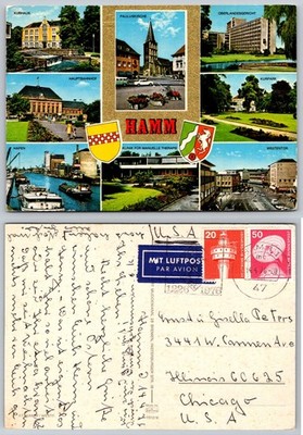 Vintage Hamm Germany Multi-View Postcard 1970 Kurhaus Pauluskirche Posted