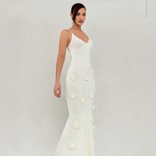 knit flower maxi dress elegant stunning New 🔥🔥🎉✨✨
