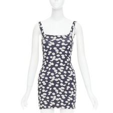 REFORMATION Becky black yellow tencel daisy print double layer mini dress XS