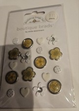 Doodlebug Boutique Brads - Lily White assortment 18 pieces - NEW