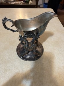 FB Rogers Silver Co.  Silver Plate Gravy Boat on Heating Stand